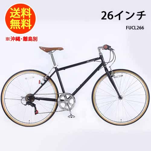 21テクノロジー 26インチ 自転車 FUCL266 マットブラック クロスバイク シマノ6段変速付