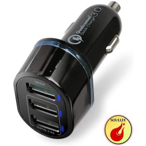 エレコム 車カーチャージャー 載充電器 カー用品 急速充電 USB×3ポート ( USB×1(QuickCharge3.0) / USB×2(最大2.4A出力)｜cuttingedgemss