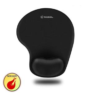 Soqool マウスパッド リストレスト一体型マウスパッド 低反発リストレス 人間工学 手首クッション 滑り止め 水洗い 耐久性良い