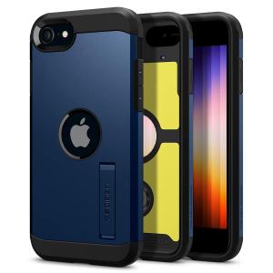 Spigen iPhone SE3 / SE2 ケース 耐衝撃 スタンド付き 米軍MIL規格取得 三層構造 タフ アーマー ACS04347 ネイビー ブルー