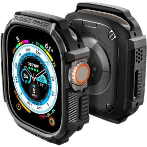 Spigen Apple Watch ケース Apple Watch Ultra 落下衝撃吸収 タフネスデザイン すり傷 防止 耐衝撃 保護カバー ラギッド・アーマー ACS05456 (マット・ブラック)｜cuttingedgemss