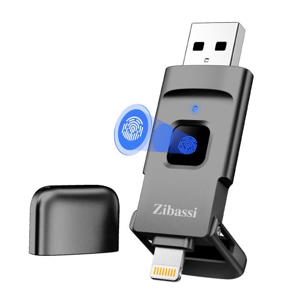 Zibassi【MFI認証取得 高速認識】指紋認証 USBメモリiPhone用USBメモリ256GB...
