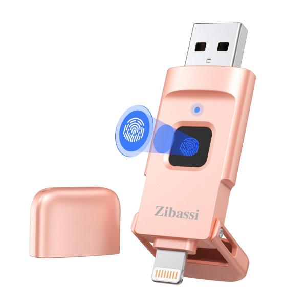 Zibassi【MFI認証取得 高速認識】指紋認証 USBメモリiPhone用USBメモリ256GB...