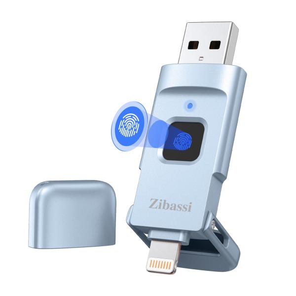 Zibassi【MFI認証取得 高速認識】指紋認証 USBメモリiPhone用USBメモリ512GB...