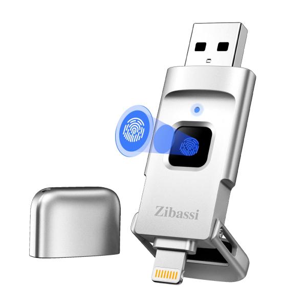 Zibassi【MFI認証取得 高速認識】指紋認証USBメモリ iPhone用USBメモリ512GB...
