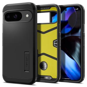 Spigen Pixel 9 / 9 Pro ケース スタンド付き 米軍MIL規格取得 カメラ保護 ワイヤレス充電 タフ・アーマー (ブラック)｜カッティングエッジ