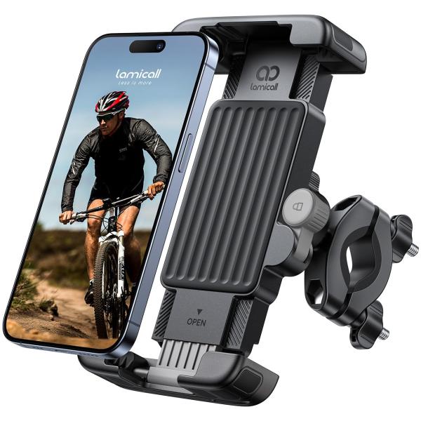 ［2025新登場］ Lamicall 取付簡単 自転車 スマホホルダー 360度回転  iPhone...