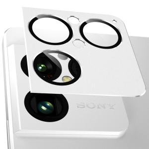 Yugujun Xperia 1 VIII用 カメラフイルム カメラ保護 アルミ合金 9H強化ガラス レンズカバー シルバー