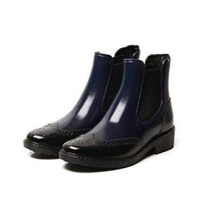 [アイモハ] レインブーツ レディース ショート サイドゴア オックスフォード 靴 軽量 防水 撥水 長靴 (37， ブルー)の商品画像