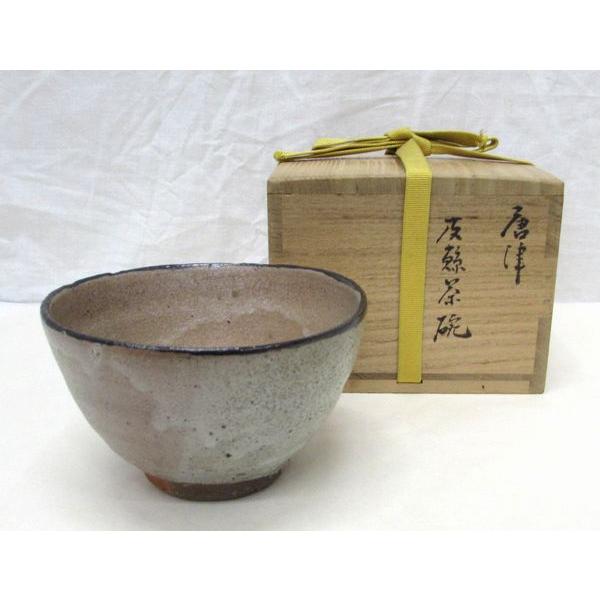 古物　唐津焼　皮鯨茶碗　西岡小十作　季節に関係なくお使いいただけます、唐津焼のよくできたお抹茶茶碗で...