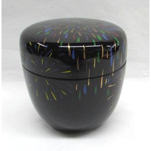 中棗 黒塗 蝶蒔絵 樹脂製(プラスチック製) 綺麗な蝶が飛び交っています