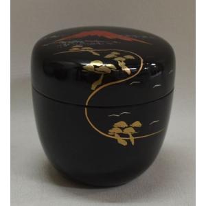 中棗 黒塗 蝶蒔絵 樹脂製(プラスチック製) 綺麗な蝶が飛び交っています