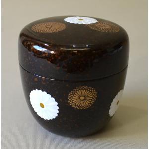 中棗 黒塗 蝶蒔絵 樹脂製(プラスチック製) 綺麗な蝶が飛び交っています