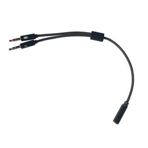 30個セット ブラック 20cm マイク付ヘッドホン音声分離アダプタ ヘッドホンの4極を音声とマイクに分岐 CTIA規格 Cybernet