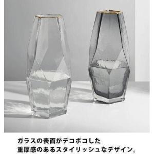 花瓶 おしゃれ フラワーベース インテリア ガラス 大きい 韓国 ガラスの花器 高さ２８cm ダイヤ 大型 オシャレ 透明 ゴールド 大きめ 硝子 大｜cybershopstore