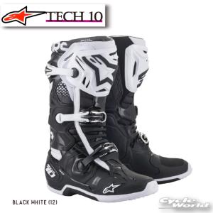 正規品〔Alpinestars〕 2010020 TECH 10 ブーツ ＜BLACK WHITE＞ ブラックホワイト テック10 MX トライアル オフロード アルパインスターズ 【バイク用品】