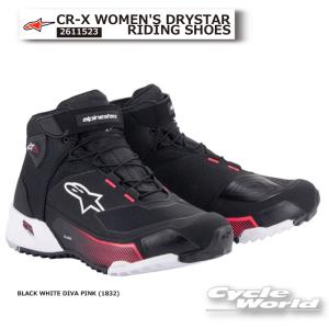 正規品〔Alpinestars〕 2611523 CR-X WOMEN'S DRYSTAR RIDING SHOES ＜BLACK WHITE DIVA PINK＞ シューズ 防水 女性用 アルパイン 【バイク用品】｜サイクルワールド