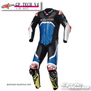 正規品〔Alpinestars〕 3156822 GP TECH V4 1 PC SUIT＜BLACK BLUE YELLOW FLUO＞ レザースーツ レーシングスーツ  アルパイン 【バイク用品】｜cycle-world