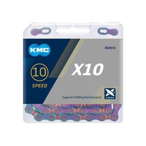 (春トクSALE)KMC（ケイエムシー）　X10 AURORA BLUE（オーロラブルー）10S用チェーン（116L）ミッシングリンク付(限定)