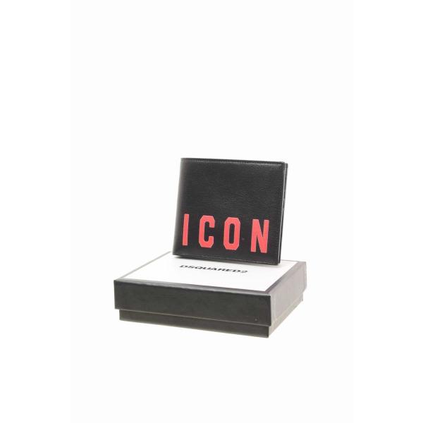 未使用 DSQUARED2 ICON プリント 二つ折り カードケース ONE SIZE ブラック ...