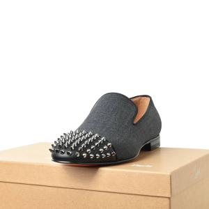 未使用 Christian Louboutin SPOOKY スタッズ 切替 シューズ 41/26cm ダークグレー クリスチャンルブタン KL4CPCHC35