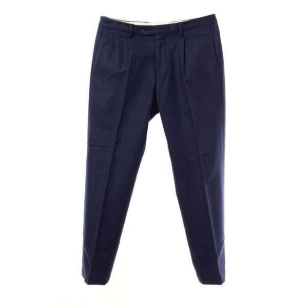 GBS TROUSERS LIDO ウール スラックス パンツ 48 ネイビー ジービーエストラウザ...