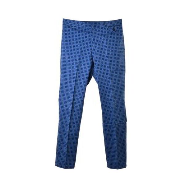 GBS TROUSERS プリント ストレッチ コットン パンツ 50 ブルー ジービーエストラウザ...
