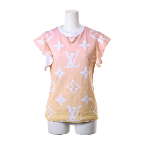 LOUIS VUITTON グラデーションモノグラム チェーンネック Tシャツ S ピンク ルイヴィ...