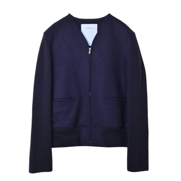 美品 OVERCOAT ウール ニット切り替え ジップアップ ブルゾン F オーバーコート KL4S...