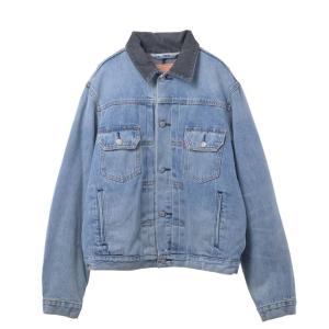 美品 Levi's × Stussy Type エンボス トラッカー ジャケット M ブルー リーバイス KL4SLAHK01