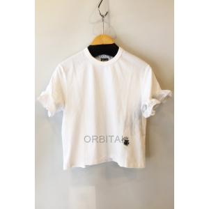 代官山)Onitsuka Tiger × PATOU オニツカタイガー×パトゥ フリルTシャツ ホワイト サイズM ロゴ刺繍 クルーネック