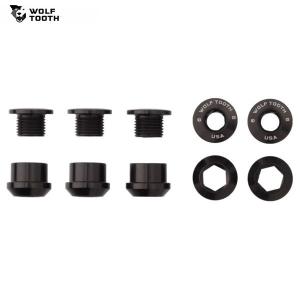 WolfTooth ウルフトゥース Set of 5 Chainring Bolts+Nuts for 1X - 5 pcs. black 6mm｜cyclick