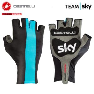 ＜春の感謝祭＞[クリアランス★5%OFF]【即納】CASTELLI 8026 TEAM SKY AERO RACE GLOVE カステリ チームスカイ エアロレース 指切グローブ｜cyclistanet