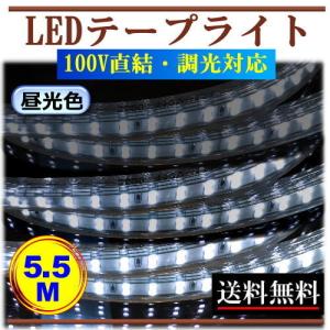 LEDテープライト 調光対応 100V 5.5M 昼光色 屋外防水仕様 間接照明 棚照明 内装照明 インテリア 明るい 二列式 CY-TPDC5HM