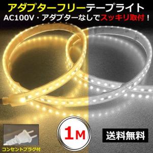 LEDテープライト アダプターフリー コンセントプラグ付 AC100V 2M 配線