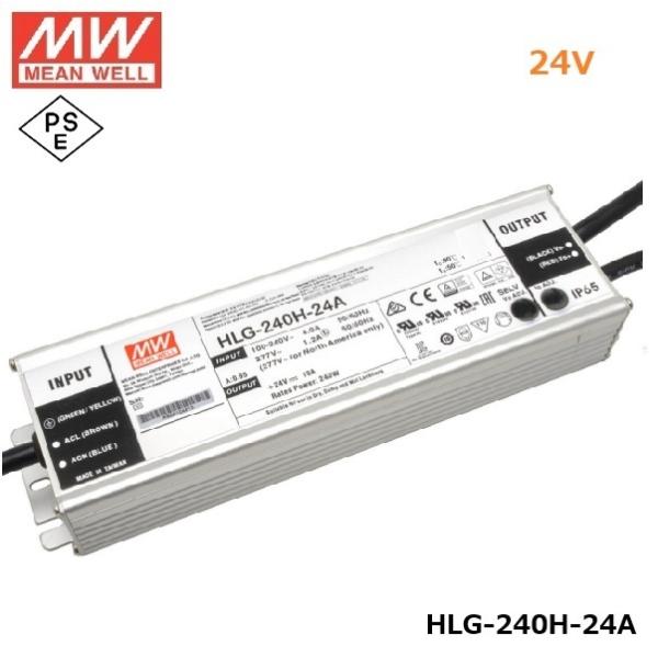 MEANWELL LED電源ユニット HLG-240H-24A PSE 24V 防水IP65 メタル...