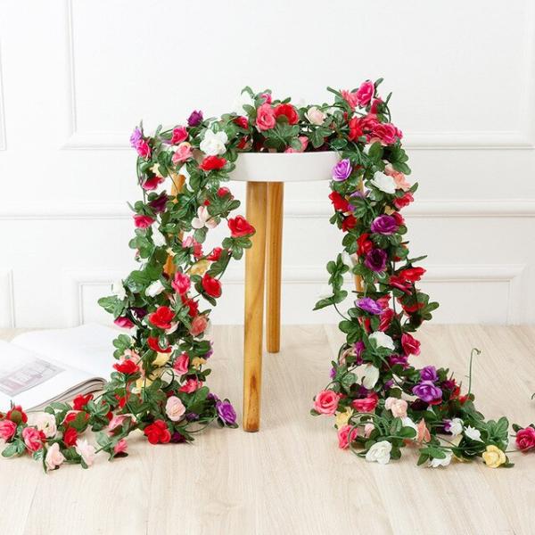 人工バラの花輪,250cm,偽の植物,クリスマス,結婚式の部屋の装飾,庭の弓,日曜大工,春と秋