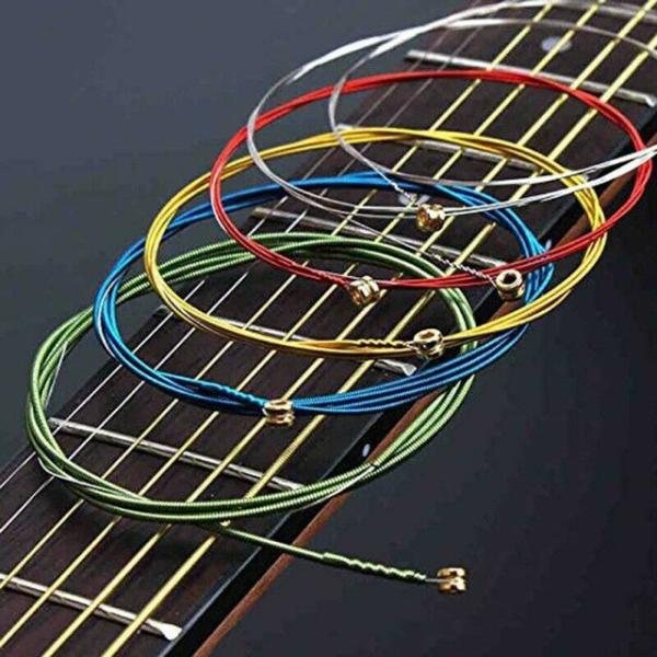 カラフルなレインボーギター弦ピース/セット,アコースティックフォークギター用のクラシックなマルチカラ...