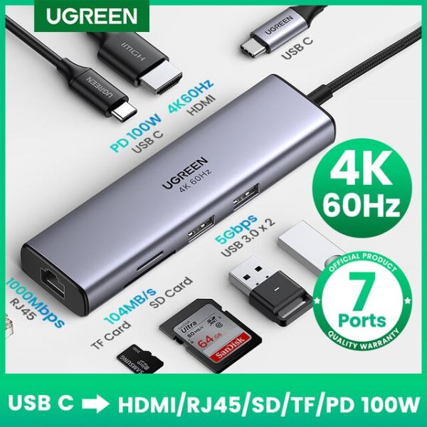 Ugreen usb cハブ4 18k 60 60hzのhdmiタイプc 2.0 RJ45 usb ...