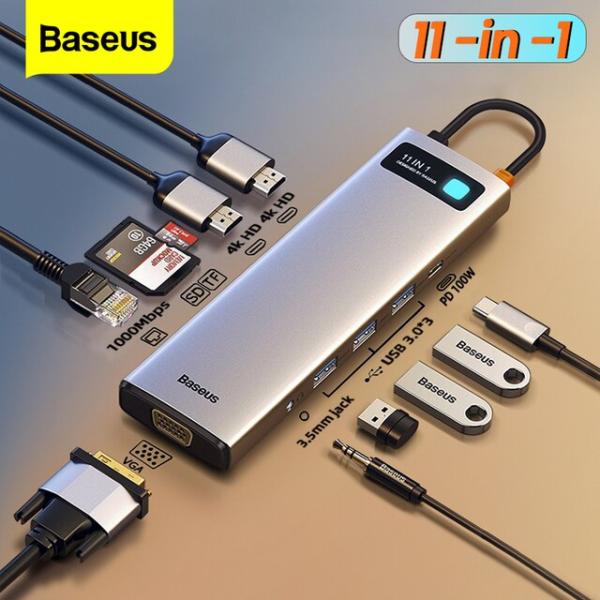 Baseus-USB Cハブ,ネットワークpd 100wタイプc,ドッキングステーション,アダプター...