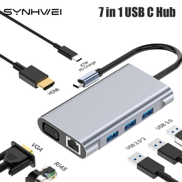 USB Type-Cハブ,7 in 1アダプター,3.0/HDMI-4K/30hz,87W,Pd充電...
