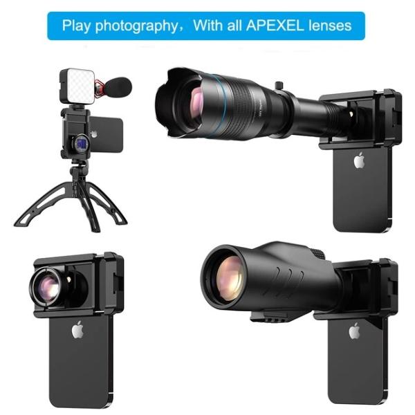 Apexel-望遠レンズホルダー,携帯電話クリップ,テーブルマウント,三脚アダプター,iphone用...