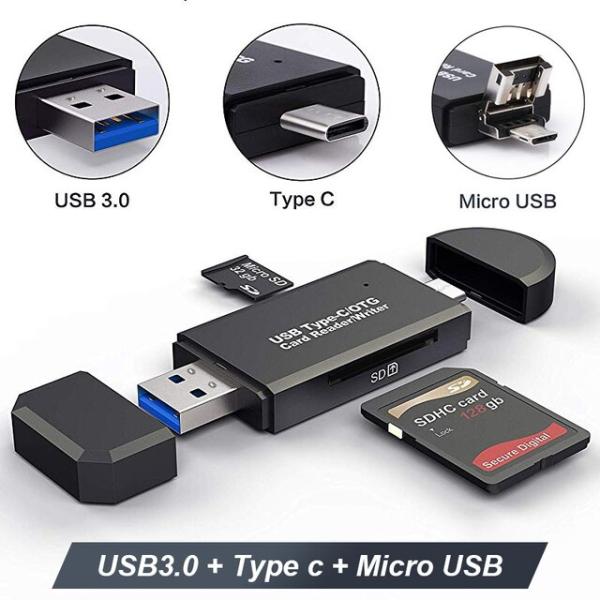 Sdカードリーダーusb 3.0 otgマイクロusbタイプcカードリーダー講師sdメモリカードリー...