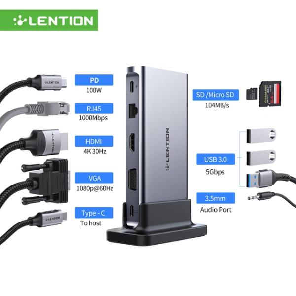 Lention USB C ハブ  縦置きドッキングステーション USB Type C 4K HDM...