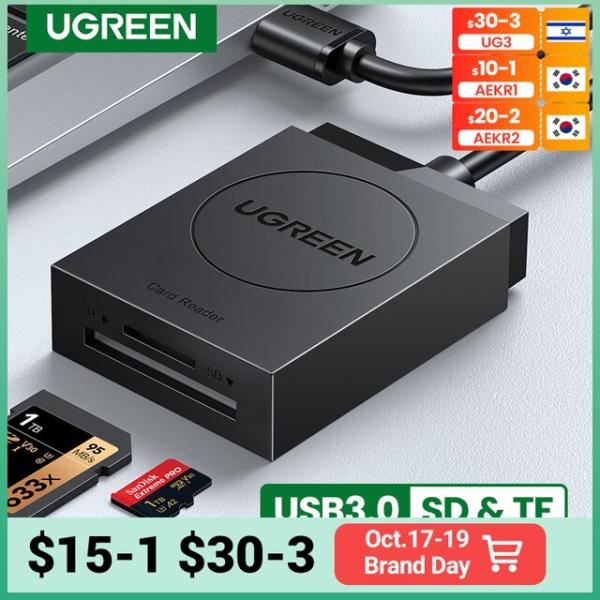 UgreenカードリーダーUSB3.0 sdマイクロsd tfカードノートpc用のusbマルチカード...