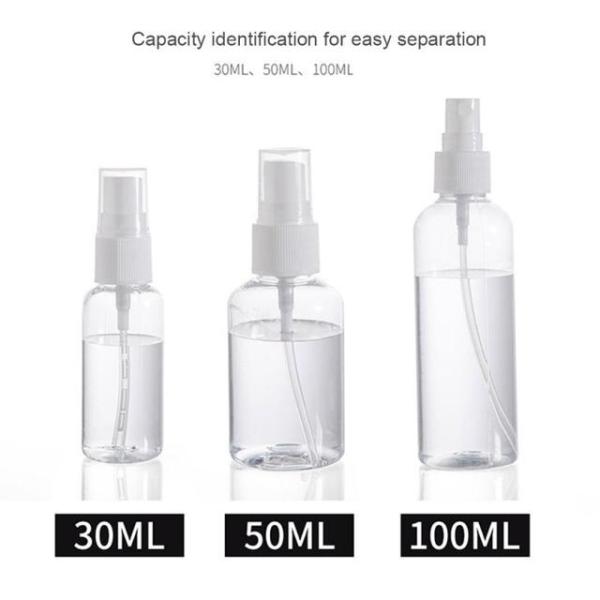 旅行用透明スプレーボトル,容量30ml/50ml/100ml,1個,詰め替え可能なボトル,手指消毒剤...