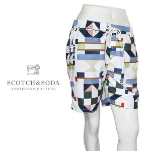 SCOTCH&SODA スコッチアンドソーダ スイムショーツ 水着 ショーツ 海 ミドル丈 プリント柄 幾何学模様 182199 メンズ カジュアル
