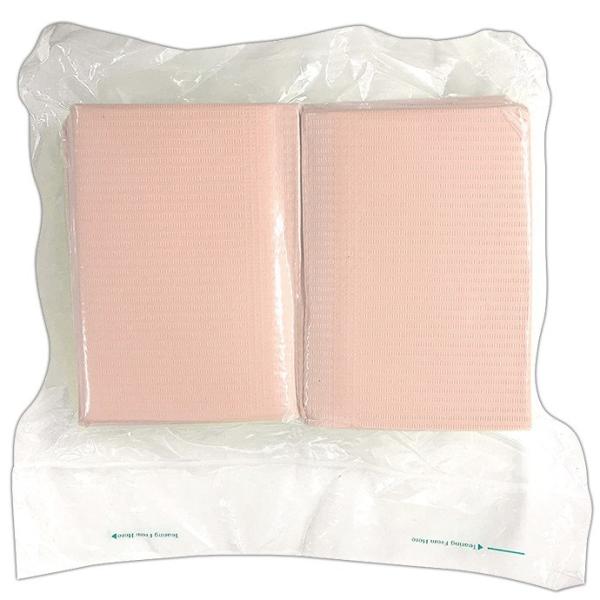 リセラ紙エプロン  Vパック ピーチ 1個（100枚）3層片面防水・エンボス加工