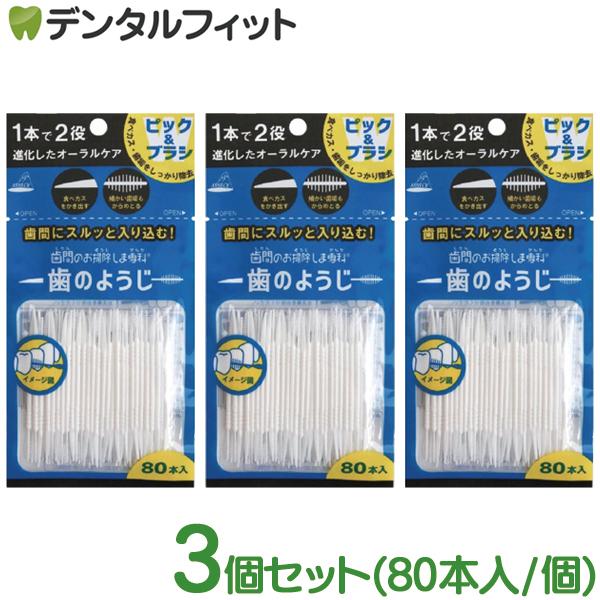 歯間のお掃除しま専科 歯のようじ/80本入 3個(メール便2点まで)