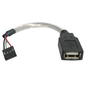 StarTech.com 15cm PCケース/マザーボード接続用USB 2.0ケーブル USB Aタイプ メス - 4ピン USBマザーボードヘッダー メス USBMBADAPT